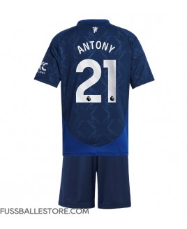 Günstige Manchester United Antony #21 Auswärts Trikotsatzt Kinder 2024-25 Kurzarm (+ Kurze Hosen)